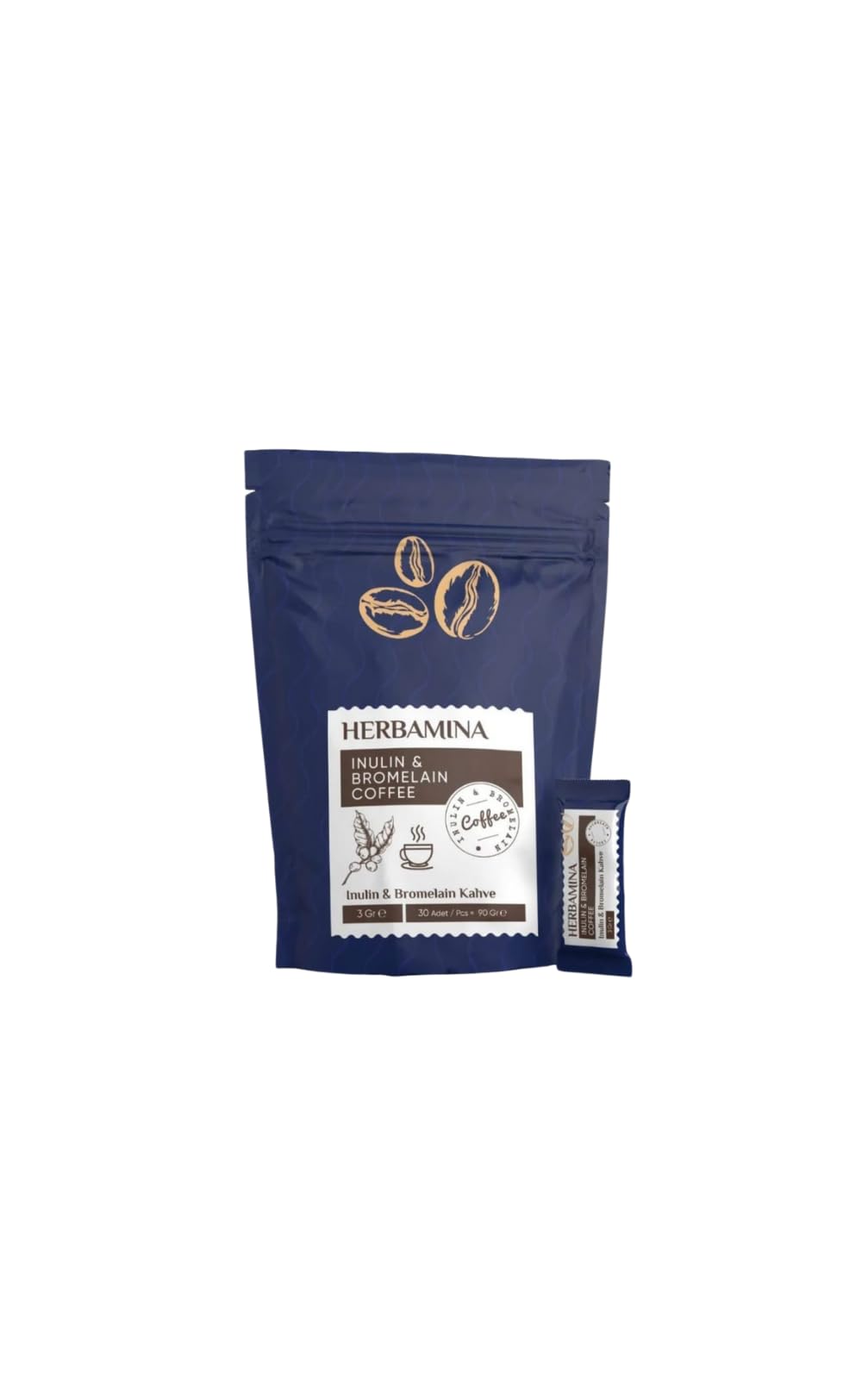 Herbamina Inülin Ve Bromelain Kaffee, 90 g (30 Stück)