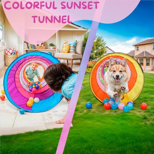 NUBUNI Kinder Tunnel XL 180 cm | Krabbeltunnel | Parcour Kinder Indoor Outdoor | Baby Klettern ab 1 Jahr | Kriechtunnel | Spieltunnel Kind | B (Bälle Nicht Enthalten)