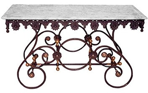 Casa Padrino Nostalgia Wrought iron dining table with white marble top - 135 cm x 55 cm x H70 cm garden furniture