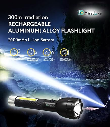 Image of 50W+30W Dual 2 in1 Power Full Led Rechargeable Long Range Torch Upto 1 Km Flashlight (COB)