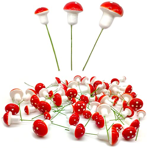 Niuhong 60 Pcs Simulación Decoración Hongos Macetas Mini Decoración Setas Setas Jardín Miniatura Seta Pequeña Decoración Bricolaje Estatua Planta Micro Decoraciones Paisaje Accesorios Macetas