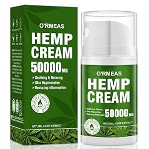 O’RMEAS Natural Hemp Cream Massage Cream – Emu Oil,Aloe Vera,Menthol,Rosemary Oil,Good for Muscle, Back, Knee 2.54 oz