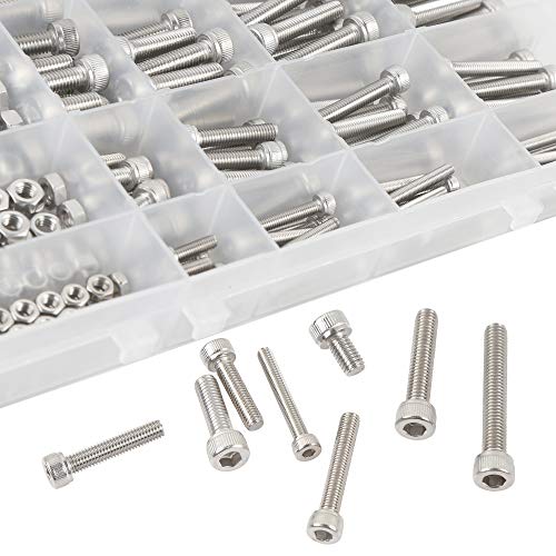 Image of newlng Nuts and Bolts M3 M4 M5 M6 Nuts Kit 304 Stainless Steel Hex Socket Head Cap Metric Machine Screws Set for Bicycles 3D Printer Repair Furniture Fastening