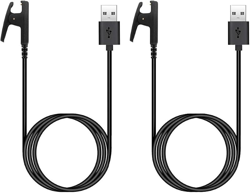 Kissmart Charger for Garmin Forerunner 35 230 235 630 645 735XT, Approach S20 G10, Vivomove HR, Lily, Replacement Charging Cable Clip Data Sync Cord for Garmin Smart Watch [2Pack, 3.3ft/1m]