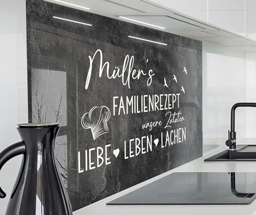 timalo Herd Spritzschutz Wand Spüle, Küche Küchenrückwand Glasoptik | Acryl Glas 2mm | Glasrückwand Acrylglas - personalisiert mit Namen - Rückwandschutz Platte | 80x50cm Schiefer, Stein
