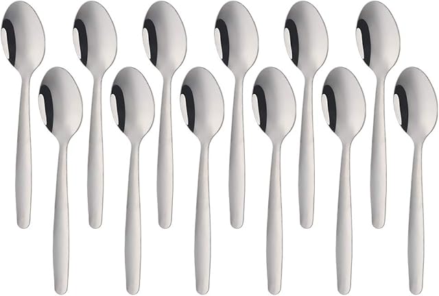 Meisha Mini Coffee Spoons, 12-Piece Stainless Steel Economy Collection Espresso Spoons Set, Small Spoons for Coffee, Dessert, Tea, Appetizer - Silver