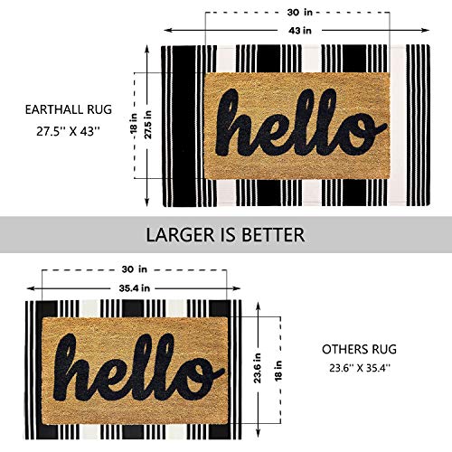 EARTHALL Black and White Striped Rug 27.5 x 43 Inches Cotton Hand-Woven Reversible Foldable Washable Outdoor Rug Stripe for Layered Door Mats Porch/Front Door (Birmingham Stripe)