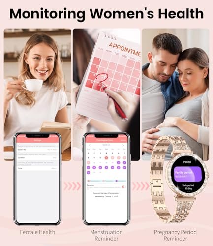 LIGE Smart Watch for Women, 1.19'' HD AMOLED Screen Smartwatches with Bluetooth Call/HR/Sleep Monitor, IP68 Ladies Fitness Watches with 100+Sports for iOS Android, Rose Gold - Image 4