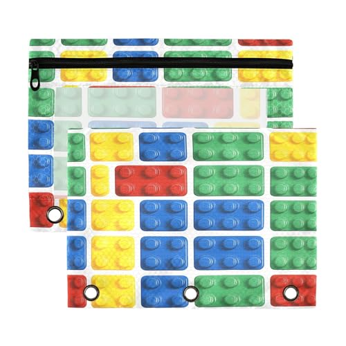 Sevdomey - Estuche para lápices (3 anillas con ventana transparente para escritorio, Building Blocks, 7,08 x 9,85 pulgadas, funda de lápiz), Bloques de construcción, 7.08*9.85 inch, BOLSILLO LÁPIDO