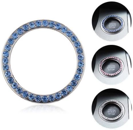 Bling Car Decor Crystal Rhinestone Car Engine Start Stop Decoration Ring, Bling Car Interior Accessories for Women, Push to Start Button Cover/Sticker, Key Ignition & Knob Bling Ring, Sparkle Car Accessories, Push Button Start Bling, Bling Car Accessories for Women, Cute Car Accessories for Women, Car Bling Ring Emblem Sticker, Push to Start Button, Key Ignition Starter & Knob Ring, Interior Glam Car Decor Accessory(Blue)