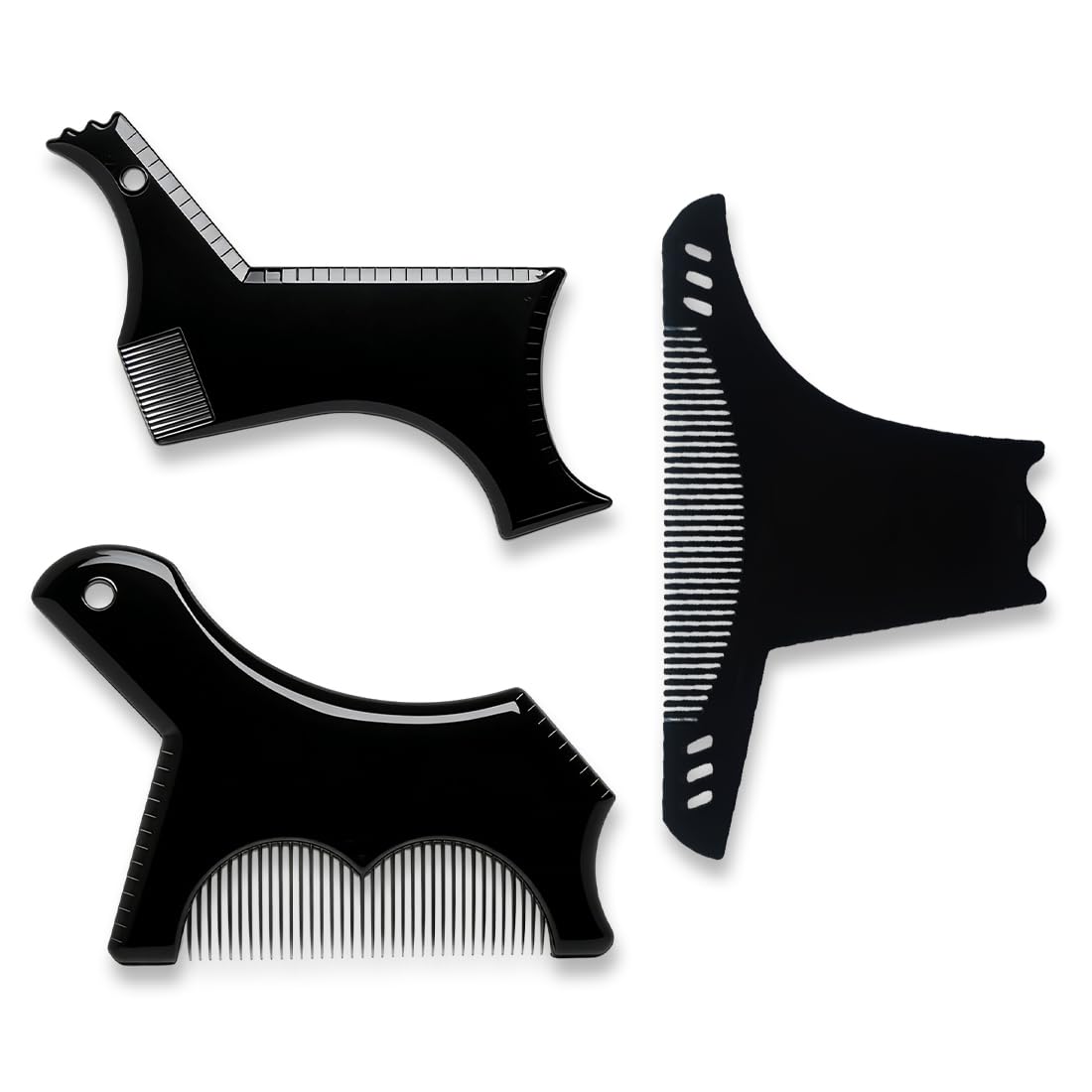 3 Pezzi Modello per Barba Strumento per Modellare, Template per Styling Barba con Pettine per Uomo