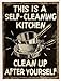 Magnes na lodówkę 6 x 8 cm "Self Cleaning Kitchen " retro nostalgia Tin Sign EMAG271