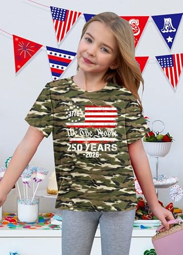 Image of CAZYCHILD Kids 250 Anniversary USA Shirts 250 Year American Flag Tshirt Boys and Girls Happy 250th Tee 4th of July Tops
