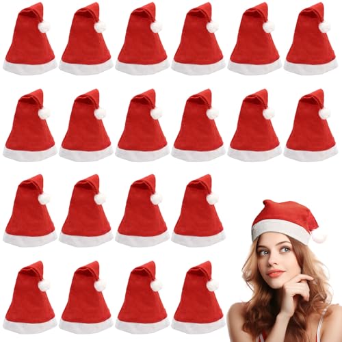 Nikolausmützen mit Logo 16 XIANGLONGY 20 Stück Weihnachtsmützen, Vliesstoff Nikolausmütze,...