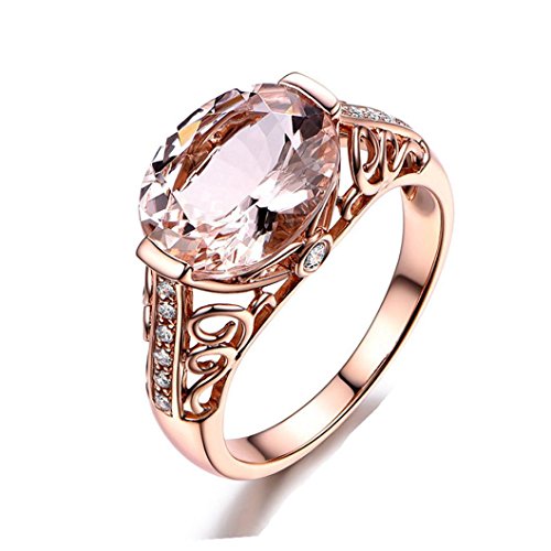 FimKaul Gemstone Ring, Fashion Gift Crystal Rose Gold Wedding Ring for Women (Rose Gold, 9)