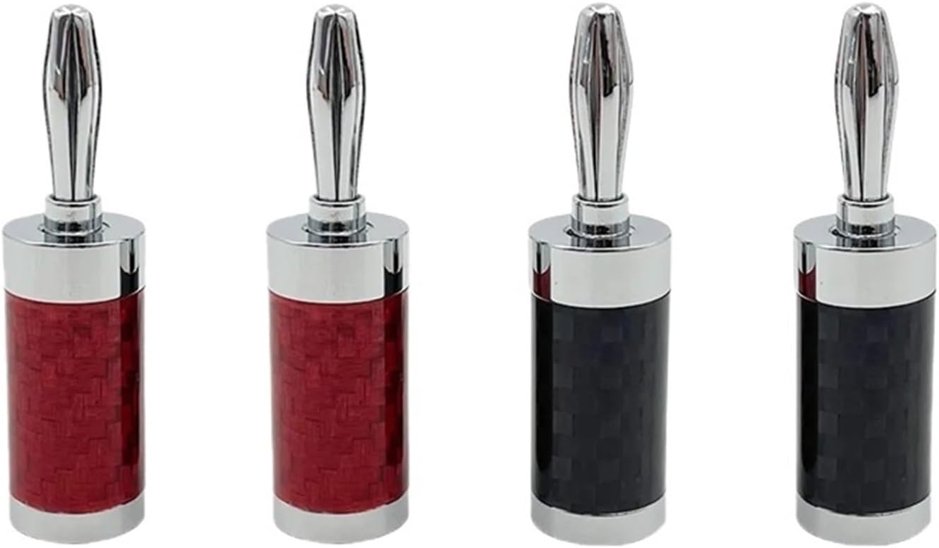 8個 ロジウムメッキ カーボンファイバー 4mm スピーカーケーブル バナナ オス ターミナルジャック オーディオコネクタ (8 ブ