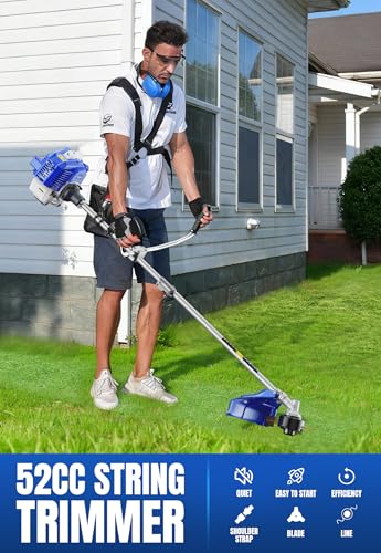 WILD BADGER POWER 52cc Weed Wacker Gas Powered, 3 in 1 String Trimmer/Edger 18’’ with 10’’ Brush Cutter,Rubber Handle & Shoulder Strap Included - Image 3