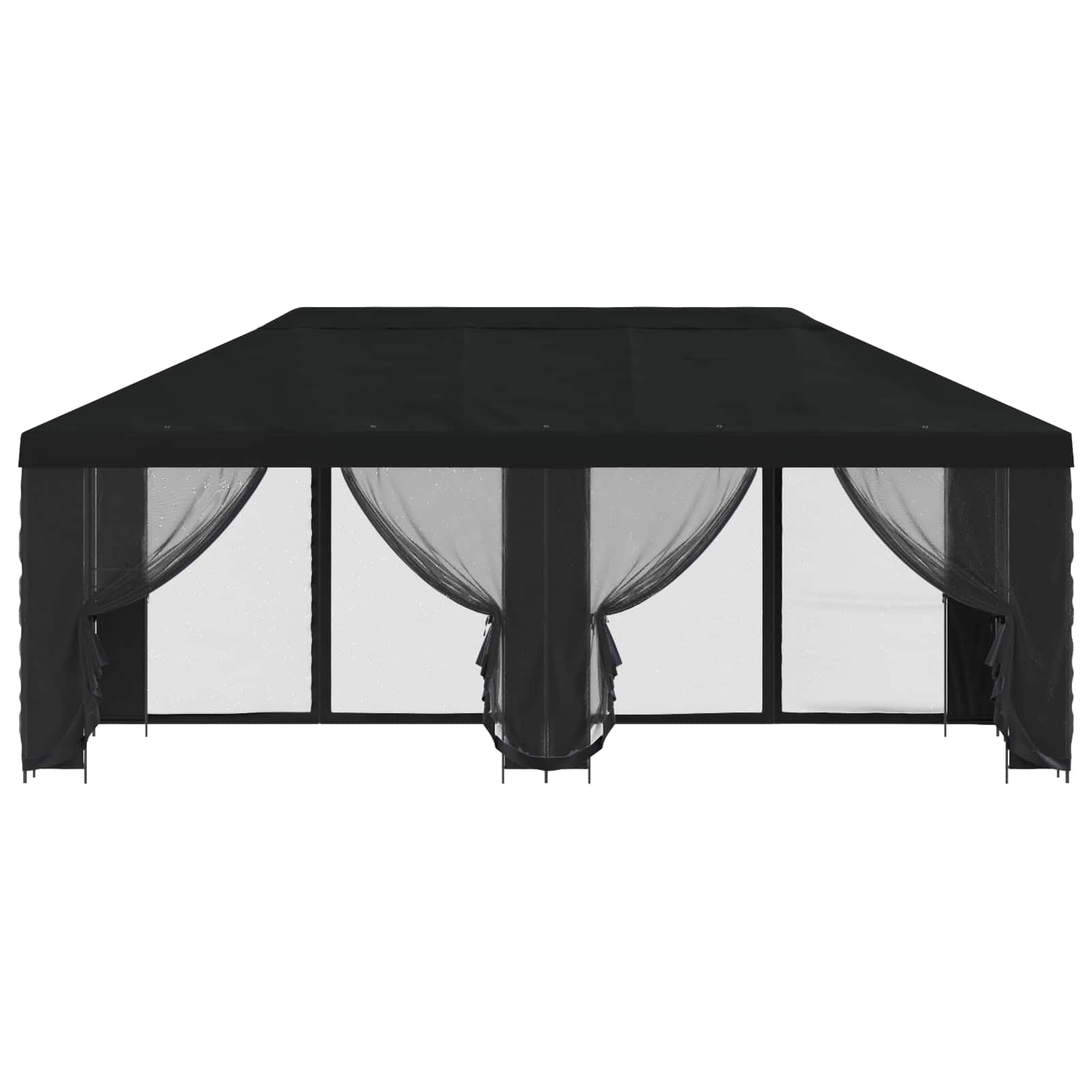 vidaXL Pawilon ze ścianami bocznymi 6 x 3 m, czarny, poliester i stal, stylowy namiot ogrodowy, na taras i do ogrodu, nowoczesny pawilon ze ścianami bocznymi z siatki, elegancki zestaw do ochrony