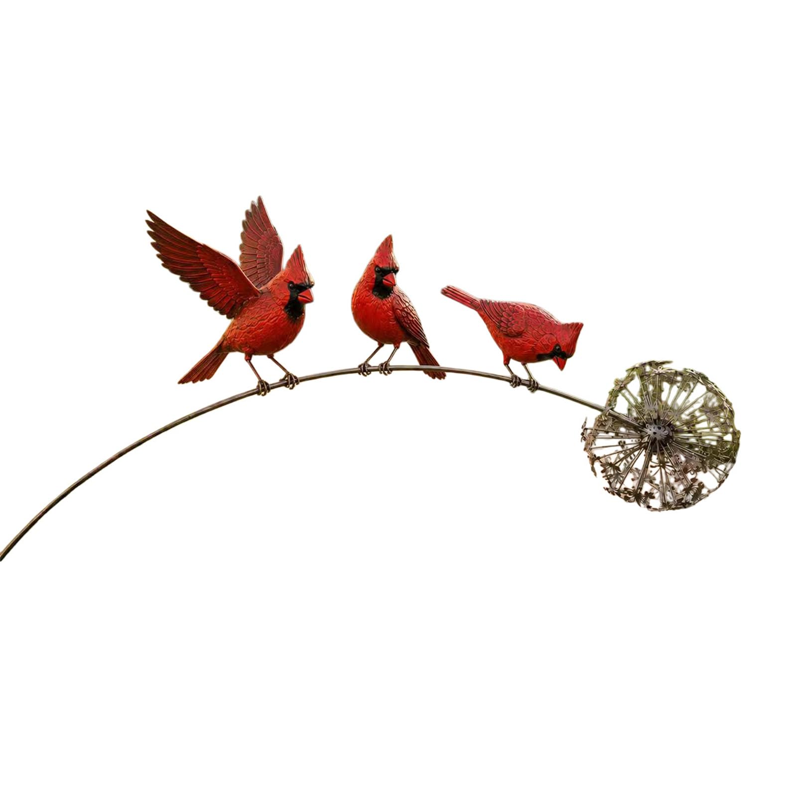 ZcxTry Robin Garden Art Stake, Rustic Robin Bird Yard Art Decorations with Dandelion Accent, Metal Robins Bird Garden Sculpture for Lawn Patio Flower Bed Backyard Walkway