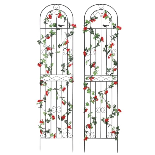 Macteyia 2 Pack 86.7' H x 19.7' W Metal Garden Trellis with Black Coating, Wire...