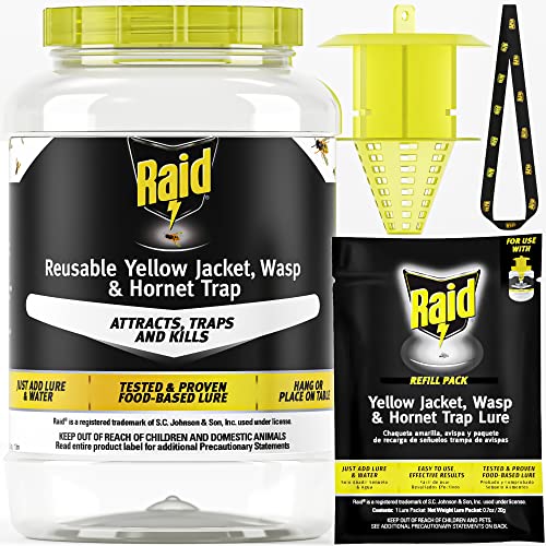 Raid Xl Yellow Jacket Trap, Wasp Trap & Bee Trap - Wasp Traps Outdoor Hanging With Tie - Carpenter Bee Trap, Hornet Trap & Wasp Killer - Carpenter Bee Traps For Outdoors & Wasp Repellent Outdoor #TOP27