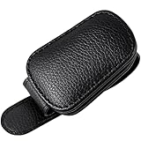 Amzpas Brillenhalter für Auto Sonnenblende, Starker Magnetischer Auto Sonnenbrillenhalter aus Leder, Universelle Auto Sonnenblenden Brillenhalterung, Kompatibel mit Allen Brillen (Schwarz)