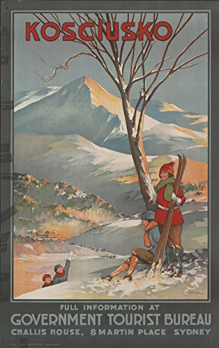 Impression de qualité Kosciusko Poster de Voyage A1 sur Bois Vintage