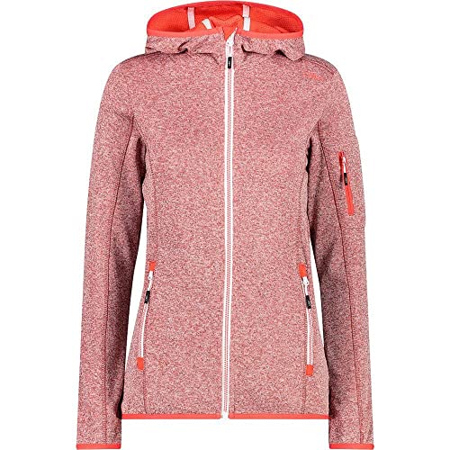 CMP, Lightweight fleece jacket with Knitted Hood, RED KISS-BIANCO, D46