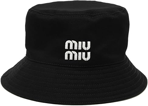 【新品未使用タグ付】MIU MIU クロシェバケットハット ブラック正規品 Amazon | [ミュウミュウ] 帽子 ドリル バケットハット バケハ