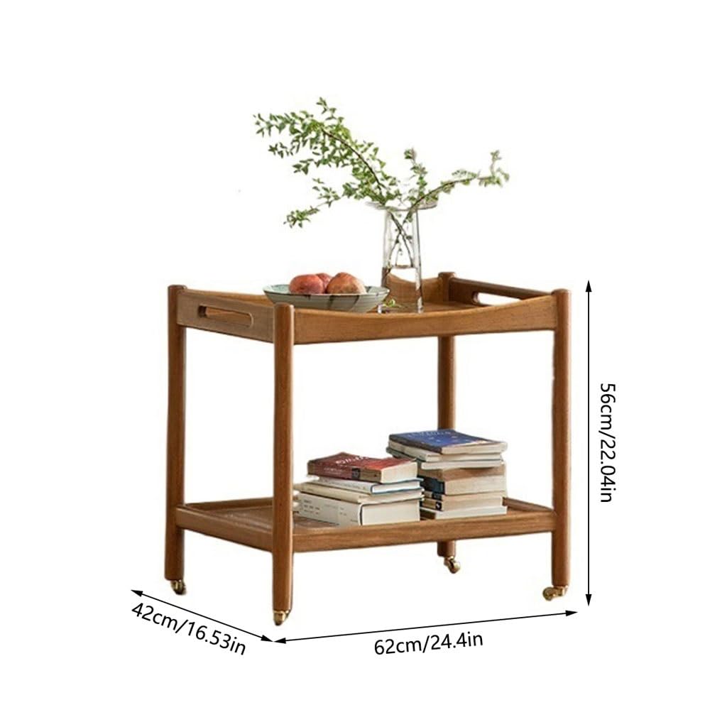 eexbz Sofa Simple Retro Movable Solid Wood Furniture Double-Layer Corner Table Cart Side Table Living Room Table Sofas for Living Room