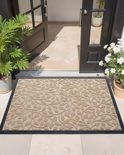 COLOR&amp;GEOMETRY 43x75 cm Paillasson Exterieur Entre, Tapis Exterieur Resistant Pluie, Tapis Entree Interieur Lavable, Résistant, Tapis Antidérapant Exterieur pour Couloir, Balcon, Jardin, Couleur Kaki