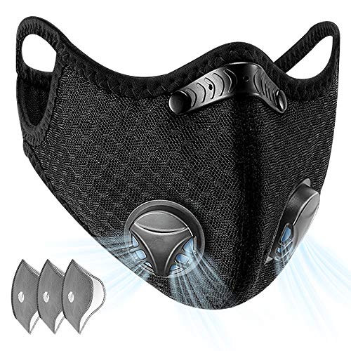 MILDSIX Dust Face Mask Breathable Sports Mask with 3 Filters Reusable Windproof Dustproof Nylon Mask with Activated Carbon Filters for Outdoor Sports and Works