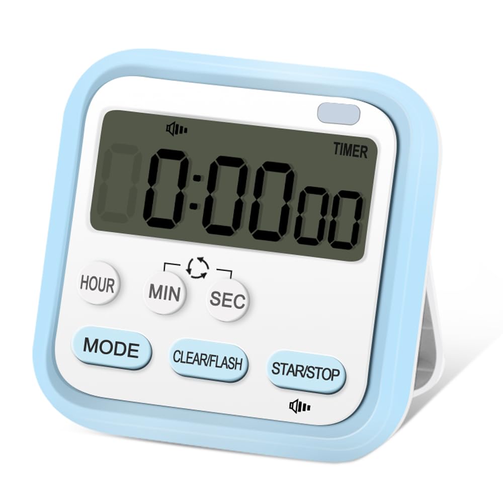 Kitchen Timer, Digital Visual Timer 24-Hours Magnetic Clock Stopwatch Count-Up & Count Down Timers with Large LCD Screen Display Big Digits, Loud Alarm for Cooking, Shower, Bathroom, Kids, Teacher