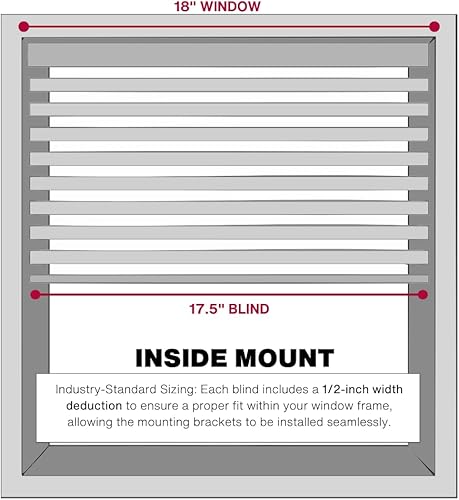 Miniatura 4 de LOTUS & WINDOWARE Mini persiana de vinilo de 1 pulgada sin cable, para oscurecer la habitación, 18 pulgadas de ancho x 72 pulgadas de largo, color