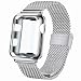 Produktbild INZAKI Kompatibel für Apple Watch Armband mit Hülle 40mm, Edelstahl Netz Schlaufen Armband mit Displayschutz Schlankes case für iWatch Series 4/5, Sport, Edition,Silber