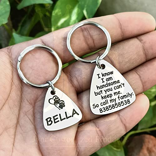 Image of Jypr Customized Product's Pet ID Face Tag Personalize Black Laser Engraved Name Locket Collar Tag for Your Loving Pet Dog, Cat 2 MM Tiny with Little Paw Charm (Drop Shape Large)