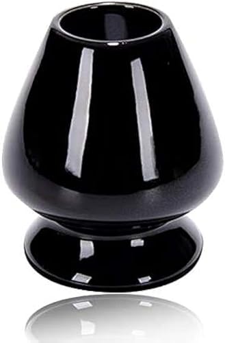 (Kuse Naoshi) 1 soporte para batidor de cerámica de té verde Matcha para ceremonia de té japonesa - (negro)