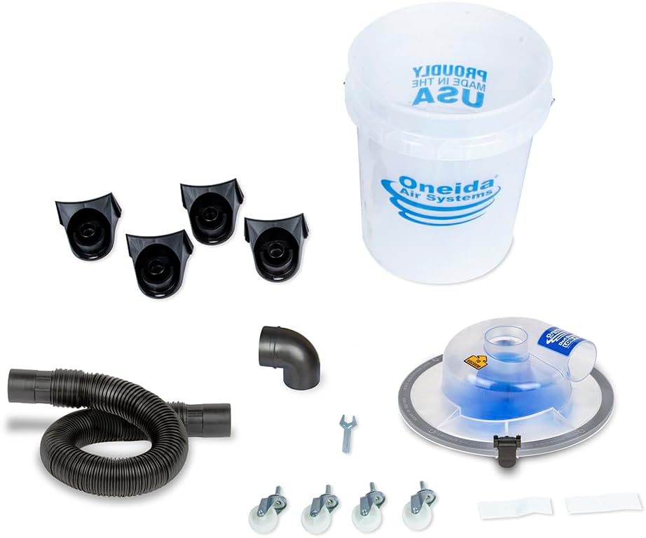 Miniatura 4 de Oneida Dust Deputy Low-Pro Deluxe - Kit separador de polvo con tapa transparente de 5 galones, manguera de 3 pies, adaptador de 2.5 pulgadas y