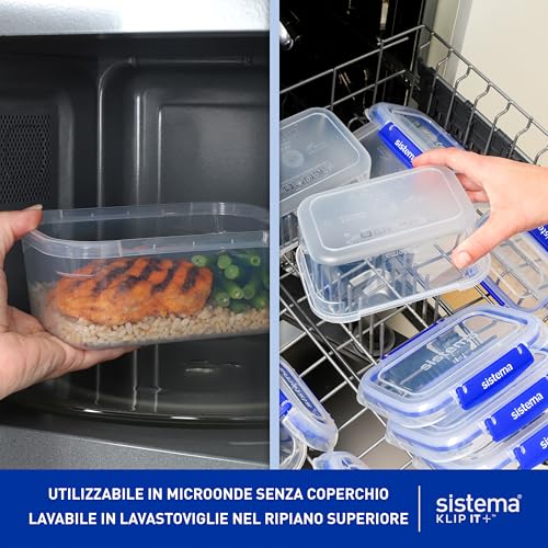 Sistema KLIP IT PLUS Contenitori per la conservazione degli alimenti | 1 l | Set di contenitori ermetici | Porta pranzo con Guarnizione ermetic | Clip di bloccaggio facile | 4 pezzi - immagine 6