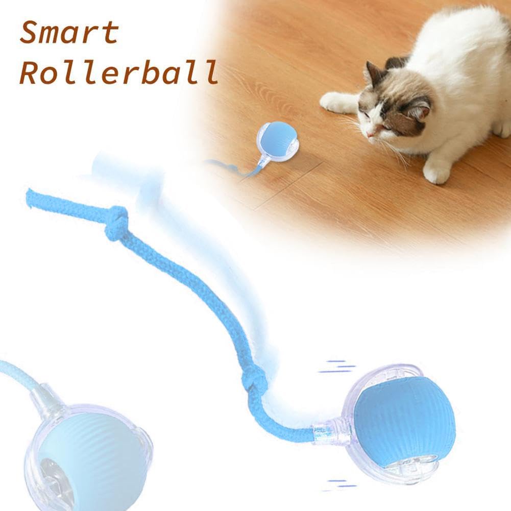 WWVVPET Interactief kattenspeelgoed, bal met ledlicht, 360° zelfdraaiende bal, USB-oplaadbaar, elektrisch kattenspeelgoed, stimulatie, jachtinstantie, grappig jagerspeelgoed, kattenbal