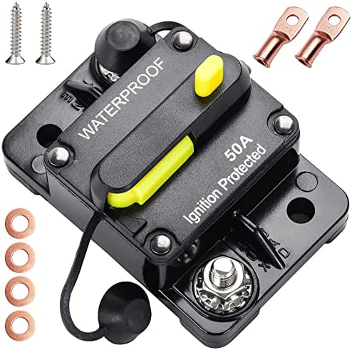 30A-300A AMP Car Circuit Breaker 12V-48V DC Waterproof Car Audio Inline Circuit Breaker with Manual Reset, Auto Circuit Breaker Fuse Holder for Car Audio Solar Inverter System Protection (300A)