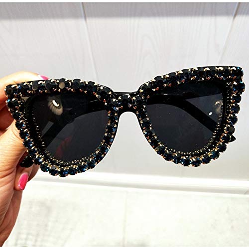 GAOTING Black Crystal Sunglasses Women Cat Eye Vintage Sunglasses Luxury Sun Glasses for Woman Oversize Fashion Shade Gafas UV400 (Lenses Color : Porland)