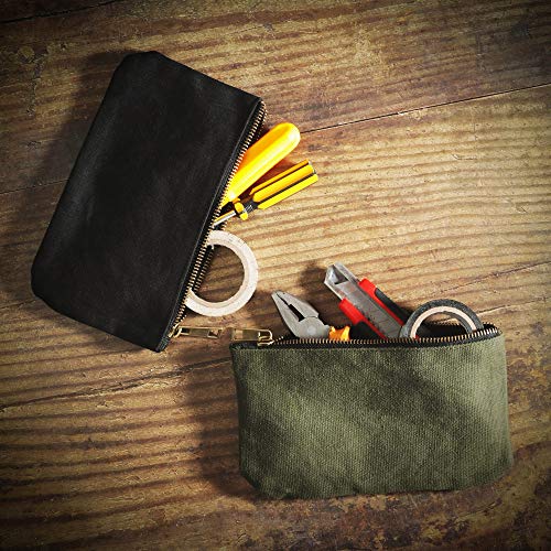 Tool Pouch,Heavy Duty 16Oz Waxed Canvas Metal Zipper Tool Bags, Water Resistant, Durable, 4Pc Set (7.6X4.5 Inches ) #TOP4