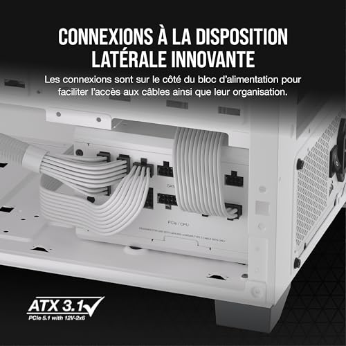 CORSAIR Bloc d'alimentation RM850x Shift Cybenetics ATX entièrement modulaire Certifié Gold 80 Plus 850 watts - vue 8