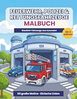 FEUERWEHR, POLIZEI & RETTUNGSFAHRZEUGE Malbuch: Blaulicht-Malbuch. 60 große Motive · Einfache Linien – coole Blaulicht-Szenen mit Feuerwehrautos, ... (KaleidoKids Malbücher) (German Edition) 3694200002 Book Cover