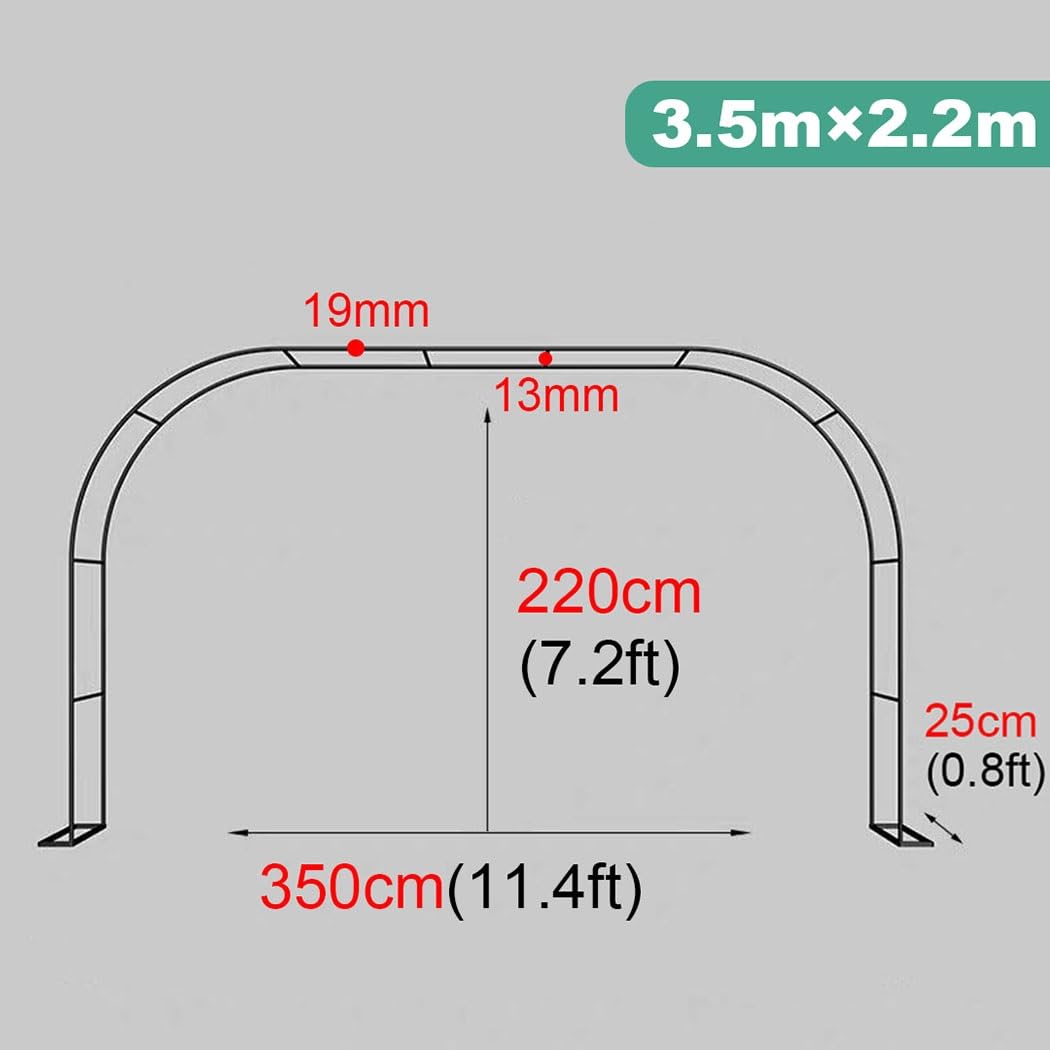 Metalowa kratka do roślin pnących, 19 mm, altana ogrodowa do użytku wewnątrz i na zewnątrz, DIY wsparcie dla winorośli i ceremonii, biała, 3,5 m x 2 m, idealna do dekoracji ogrodu