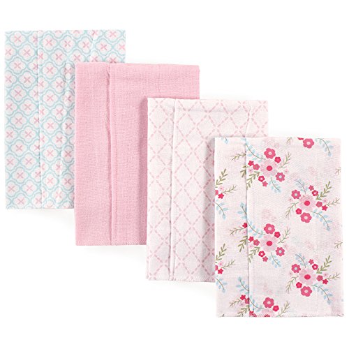Image of Luvable Friends Unisex Baby Cotton Flannel Burp Cloths, Floral, One Size