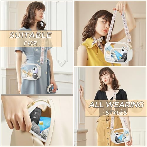 Clear Bag, Stadium Approved Clear Crossbody Bag Cute Purses for Women See Through Handbags with Adjustable Strap for Concerts Sports Festivals (White)2