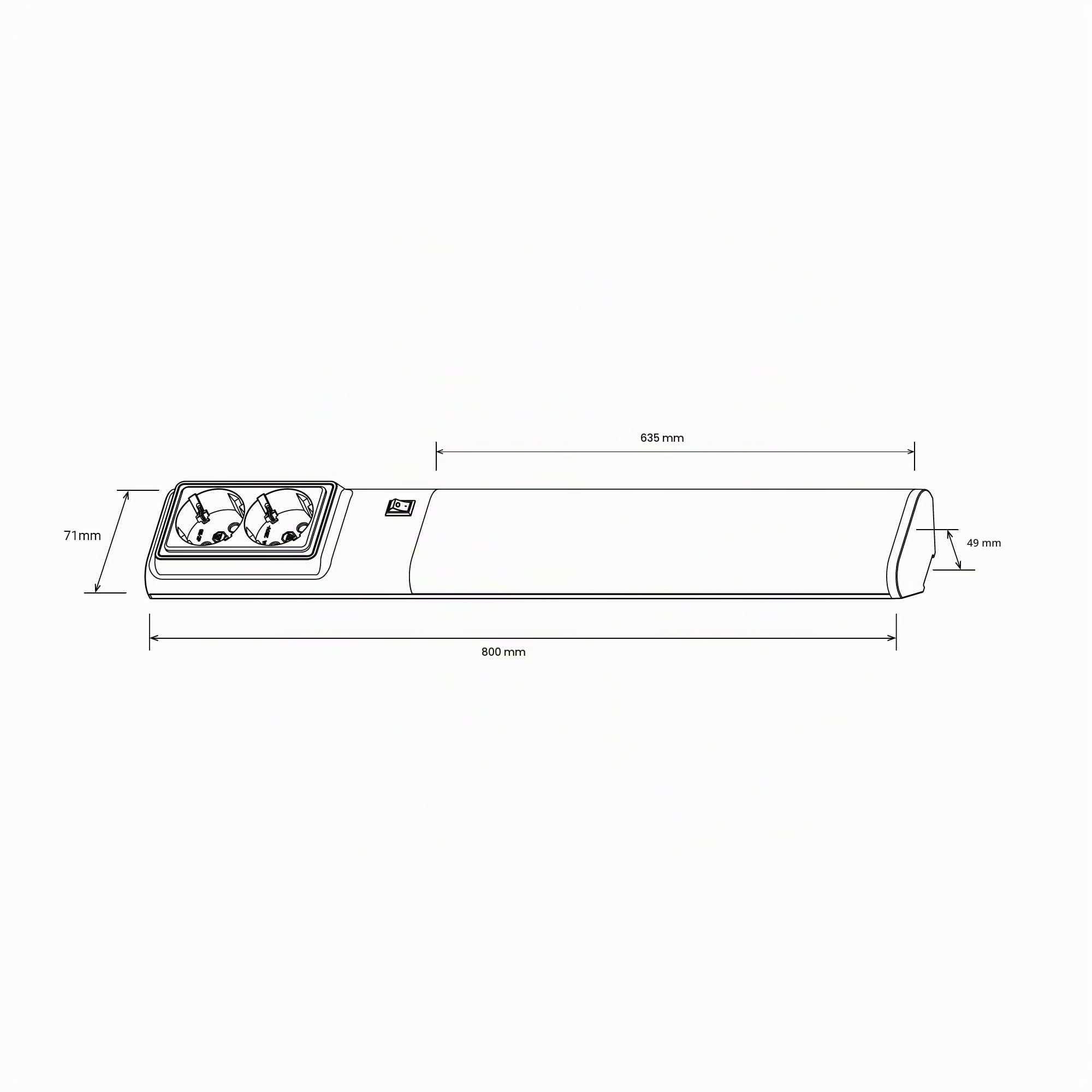 VBLED LED Unterbauleuchte Küche mit 2 Steckdosen - 80cm Lichtleiste 12W 1560lm - CCT Farbtemperaturwechsel (3000K/4000K/5700K) - Wandmontage Unterschrankleuchte - Flackerfrei