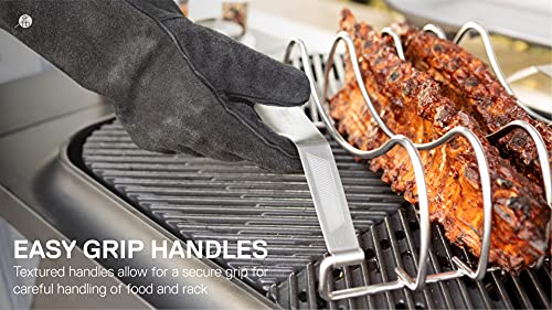 Everdure Rib Rack For Smoking And Grilling, Stainless Steel Meat Rack For Charcoal Or Smoker Grill With Easy Grip Handles, Great For Whole Roasts Or Racks Of Ribs, Dishwasher Safe #TOP5